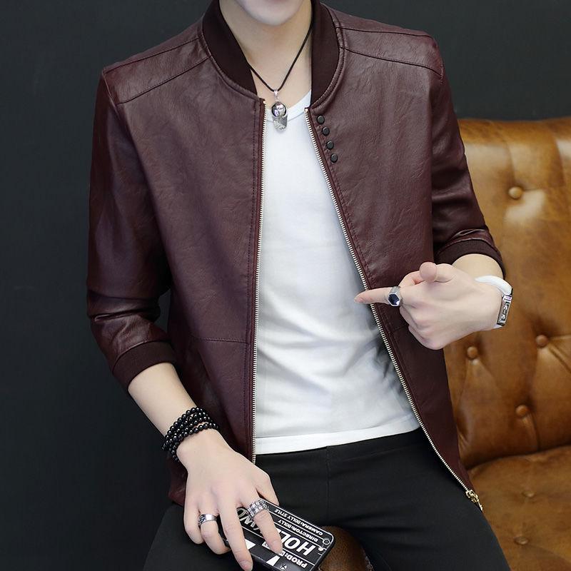 Spring and autumn clothing men's casual jacket leather jacket large size men's jacket