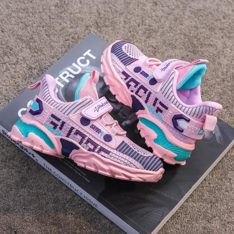 Kids Sport Shoes Waterproof Running Shoes Girls Sneakers Tenis Infantil Pink Breathable Antislip Children Shoes