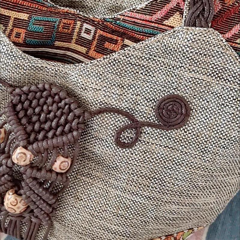 Middle Aged Women Handbag Casual Daily Shopper Ethnic Style  Anvas Cotton and Linen Woven Animal Flower Print Pattern