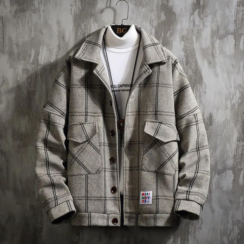 Autumn and Winter Woolen Jacket, Warm and Thick Tops, Trendy All-match Jacket for Young Men