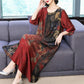 Chinese Style L-XXXXXL Women's Summer Dress Middle-aged 3/4 Sleeve Round Neck Printing Length to calf Daily Wear Homewear