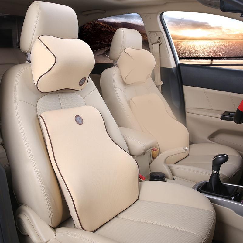 Traditional Car Neck Pillow and Lumbar Pillow Set Seat Support Pillow Breathable Relaxation Artifact