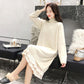 Autumn and Winter Plus Size Mid-length Dress Mid-length Thick Loose Base Skirt Half High Neck Knitted Sweater Dress