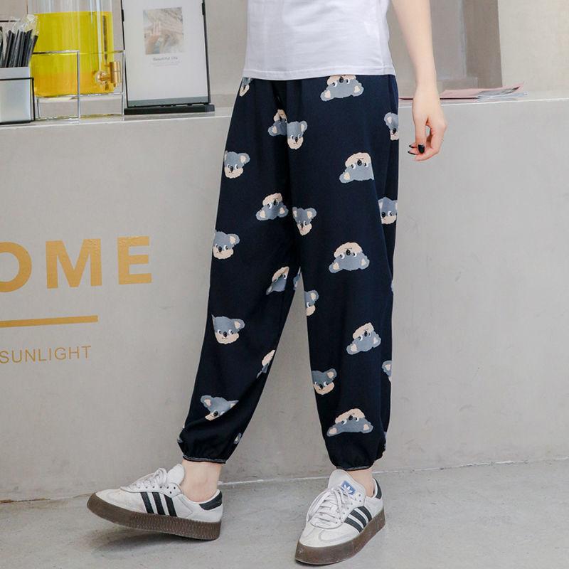 Ladies Pants Wide Leg Bloomers Summer Loose Thin Home Casual Pants Silk Beach Pants