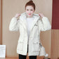 Autumn Winter Women Hooded Parka Jacket Short Thickened  Casual Loose Drawstring Windbreaker Jacket Plus Velvet Parka Coat