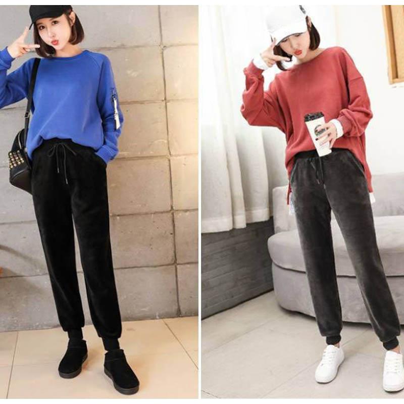 Autumn and Winter Plus Velvet Thickened Sweatpants Women Loose Bottoming Guard Pants Feet Leisure Rhyme Daharem Pants Women