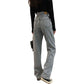 WTEMPO Back Straps Bow Women's Jeans Loose and Slim Wide Leg Straight  Denim Big Pocket sexy Trousers