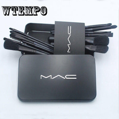 12Pcs Professional Eyes Makeup Brushes Set Wood Handle Eyeliner Blending Powder Smudge Brush