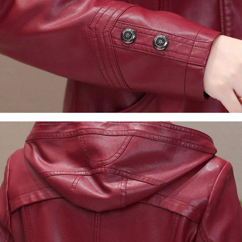 Women's Sheepskin Leather Jacket Autumn Winter Plus Size Genuine Leather Jacket Slim Hooded Motorcycle Jacket Sheepskin Coats