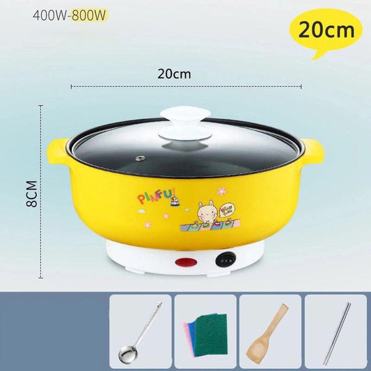 800W Dual-levels Electric Heat Pot 20cm Non-stick Cookware Boiling Soup Pot Frying Pan with For One Person