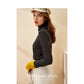 Women's High Neck Knitted Shirt Skin-friendly Breathable Stitching Color Bottoming Shirt Pull Over High Collar Loose Fit Long Sleeves T-shirt Basic