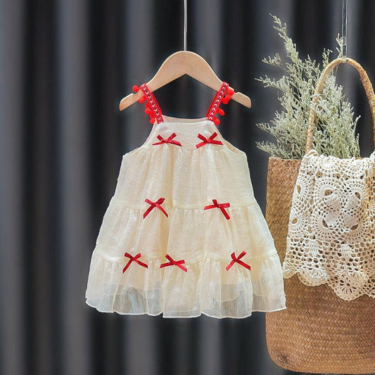 Girl's Sleeveless Princess Skirt Summer Little Girl Children's Dress Korean Style Pengpeng Yarn Baby Summer Dress Children's Dress