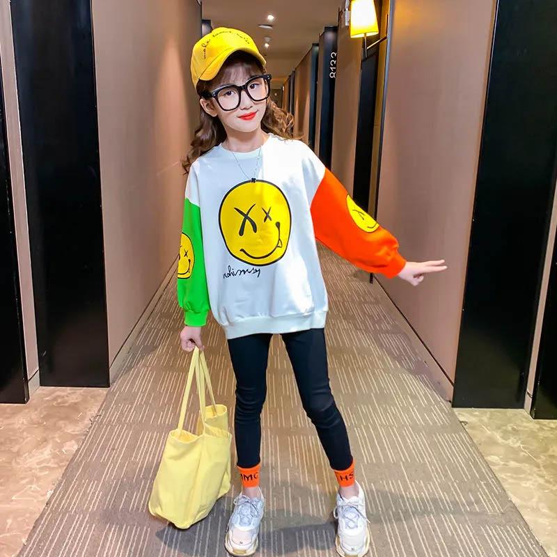 Girls Suit Spring and Autumn Western Style Casual Korean Version Sweater Two-piece Cotton Comfortable Pullover Long-sleeved Suit