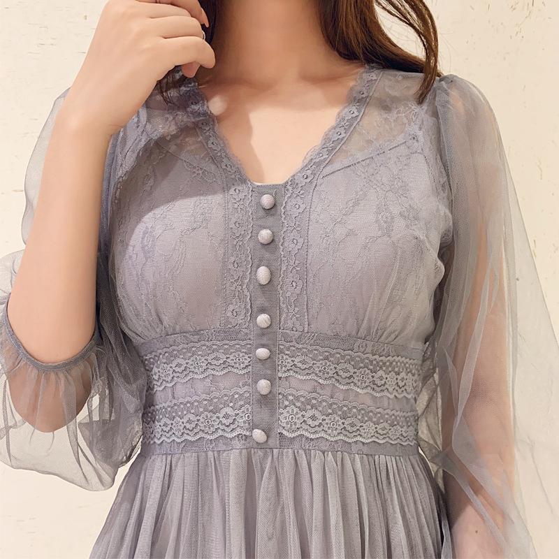 Sexy  Women  Plus Size Hight Waist Silk Dress Vintage Mesh Casual Fashion Evening Dress