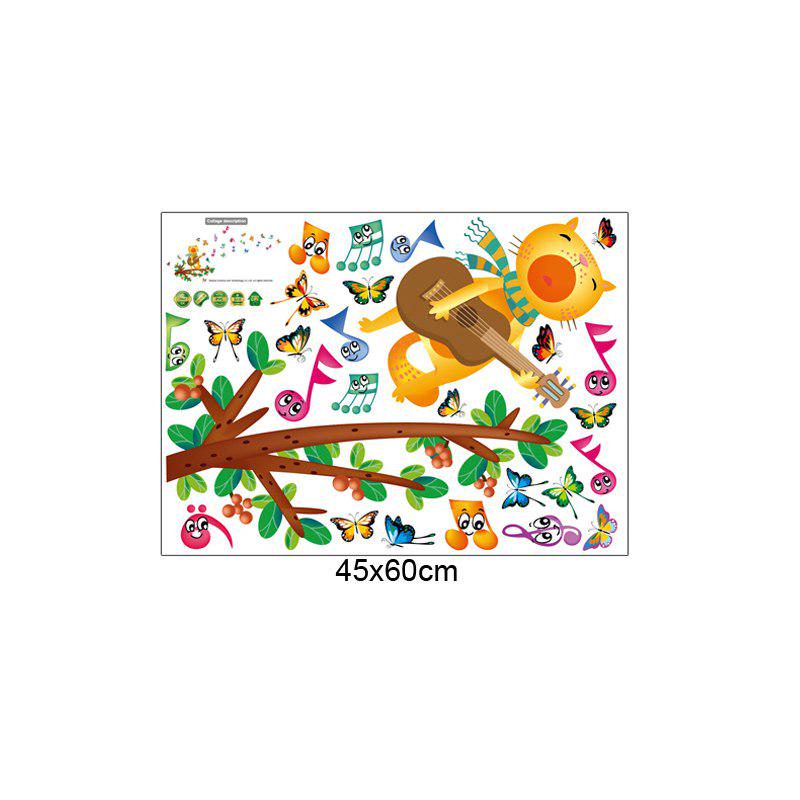 [sticker ]Cartoon Cat Play The Guitar Wall Stickers For Kids Rooms Children Room Nursery Bedroom Ho