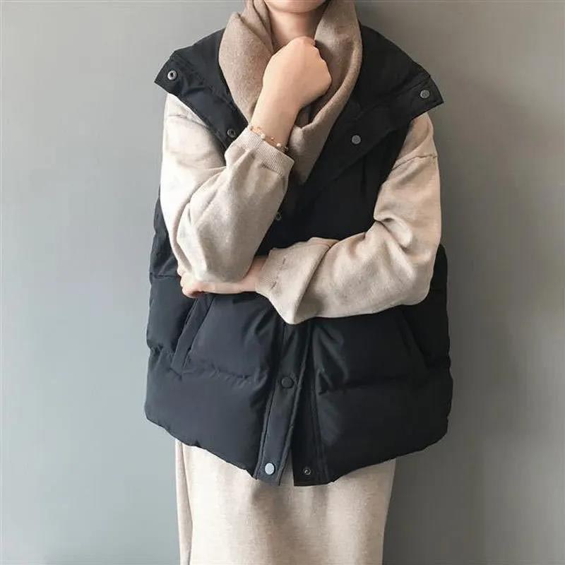 Autumn and Winter Models Loose Short Down Cotton All-match Vest Vest Bread Jacket Vest Jacket Women