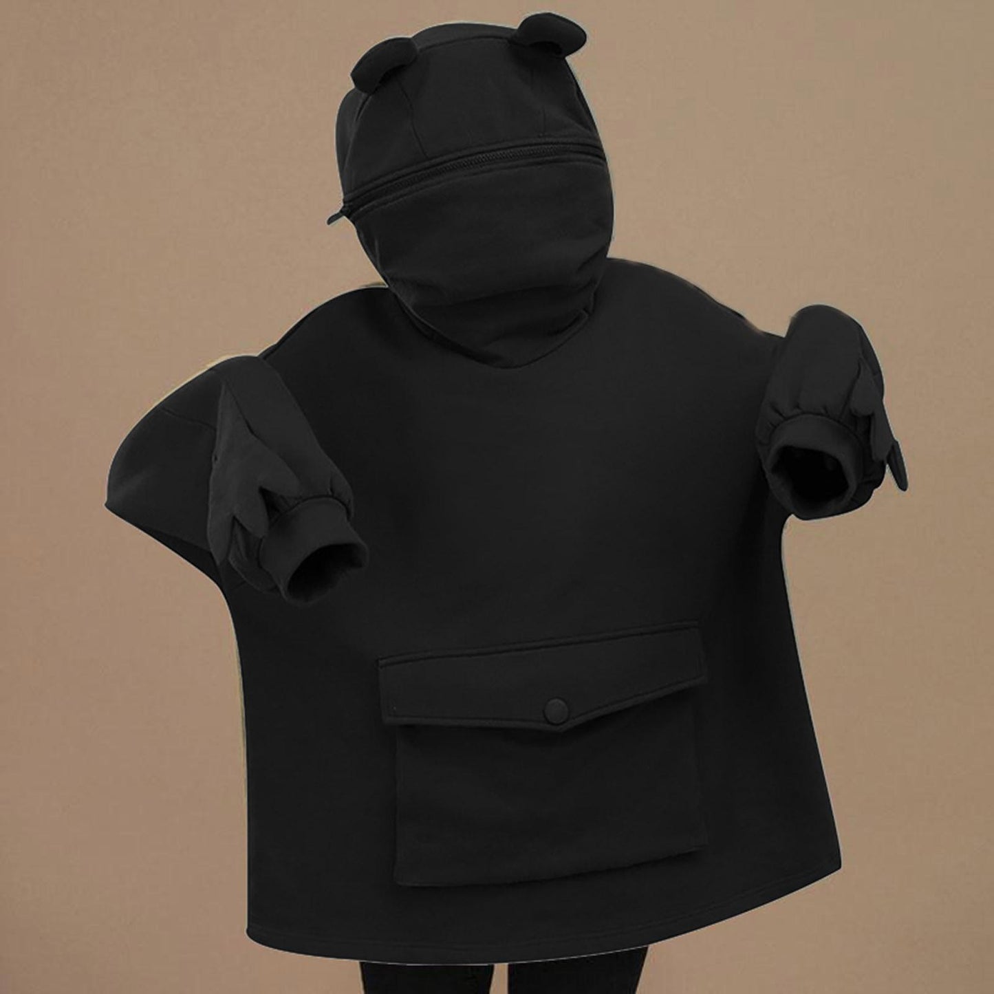 Women's Sweatershirt Zipper 3D Pocket Cute Frog Design Pullover Sweater Coat