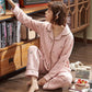 Home Service Suits Laminated Cotton Pajamas Women's Thin Quilted Thickening Large Size Air Cotton Warm Pajamas Fabric Is Soft Breathable and Lint