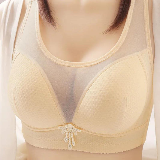 Large Size Underwear Women's Thin Section Big Breasts Show Small No Steel Ring Sexy Gathering Anti-sagging Top Support Tube Top Anti-glare Bra