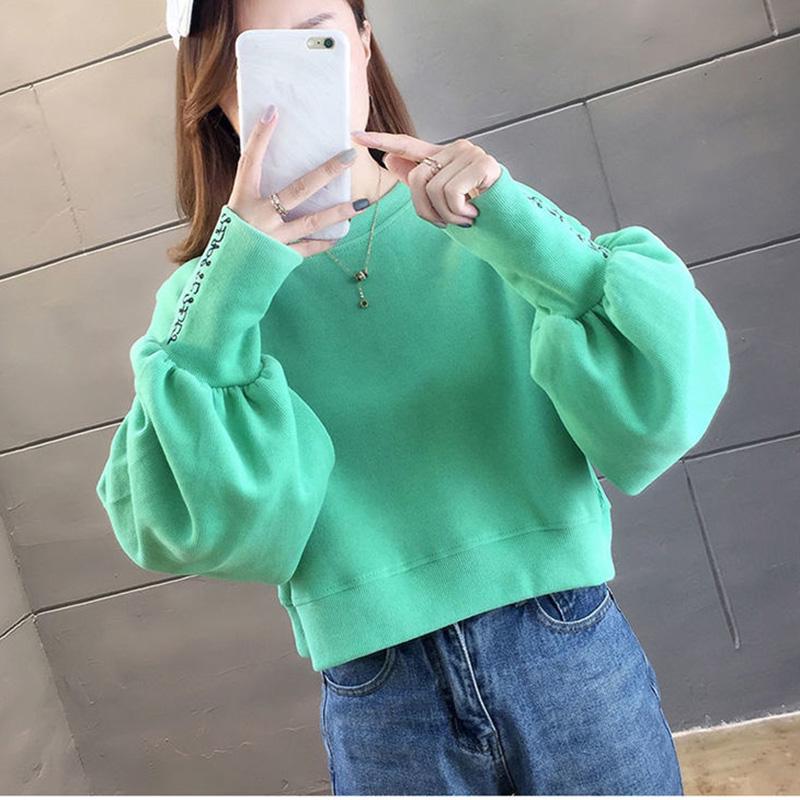 Fall/winter Loose Embroidered Blouse Short Warm Sweater High-waist College Style Jacket Women