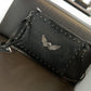 Business briefcase men black rivet anti-theft shoulder Crossbody bags mobile phone package ipad bag