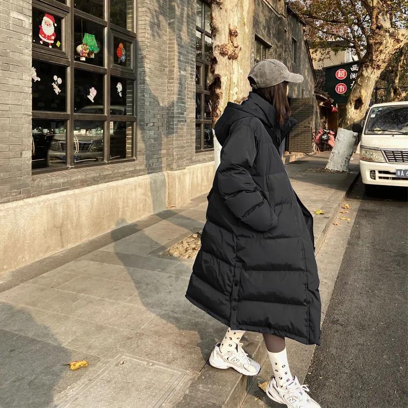 Blue Mid-length Down Down Padded Jacket Women's Bread Coat Winter Coat Thickened Knee-length Quilted Jacket