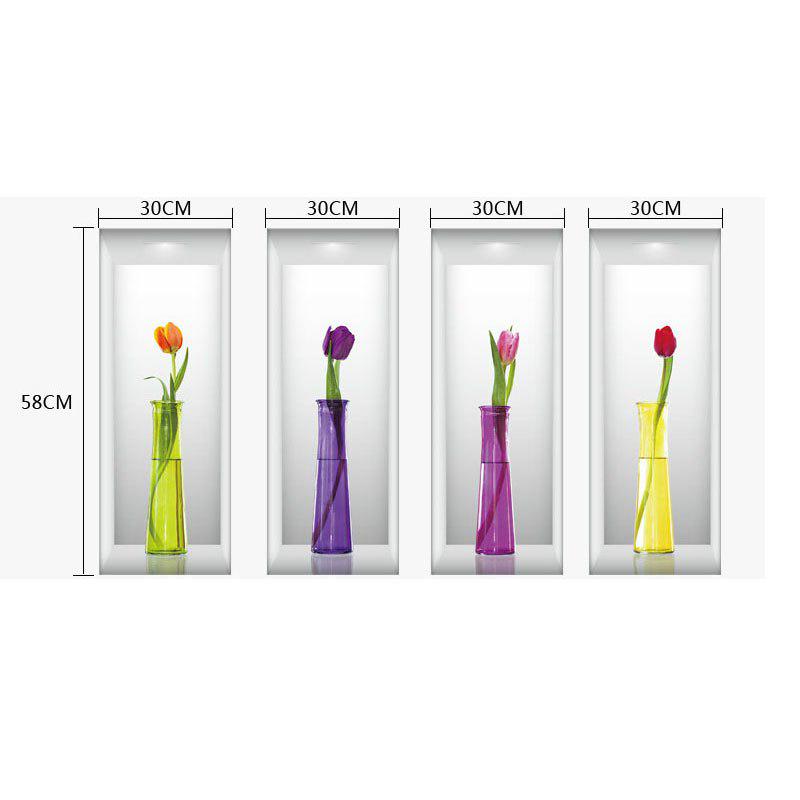 Sticker Three-dimensional Vase Wall Stickers Home Decor Living Room Office Window Decal