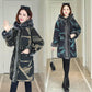 Pie Overcoming Fur Women's Large Fur Collar Cotton Jacket Hooded Mid-length Women's Thick Plus Size Jacket