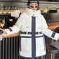 Men's and Women's Down Jackets Wear Color-blocking Loose Mid-length Design Coat