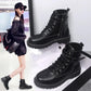 Cool Women's British Style Martin Boots Plush Fleece Boots Winter All-match Flat Motorcycle Boots