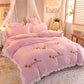 Princess Style Milk Velvet Winter Thick Crystal Velvet Four-piece Double-sided Quilt Cover Coral Velvet Bed Linen
