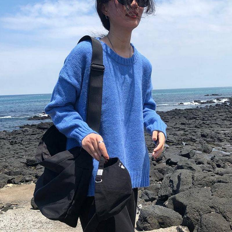 Pullover  Long Sleeve Knitted Bottoming Jacket Tide Sweater Women's Round Neck Hedging Loose
