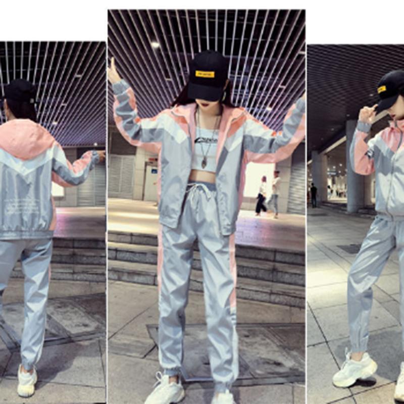 Sportswear Women's Suit Spring and Autumn Hip-hop Tide Brand Ins Fashion Leisure Loose Age-reducing Sports Two-piece Suit
