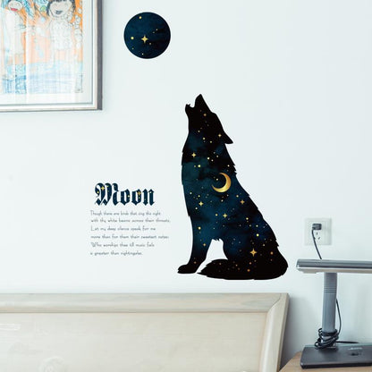 Starry night wolf personality porch bedroom bedside sofa door TV background decorative wall stickers