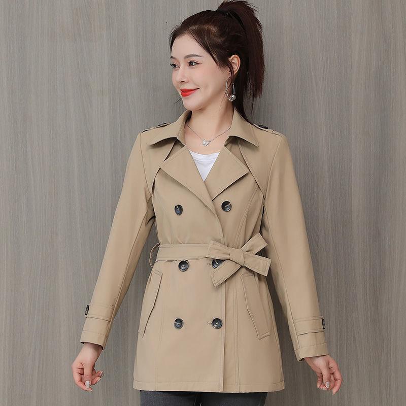 Short Trench Coat Women's Spring and Autumn Temperament Was Thin British Style Small Top Coat Women's Double Breasted