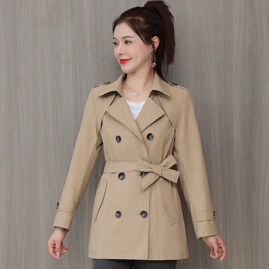 Short Trench Coat Women's Spring and Autumn Temperament Was Thin British Style Small Top Coat Women's Double Breasted