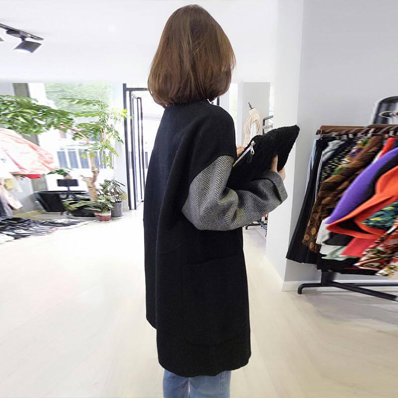 Wool Coat Women Single Breasted Wool Jacket Long Winter Jackets Black Coats Outerwear Lady Overcoat
