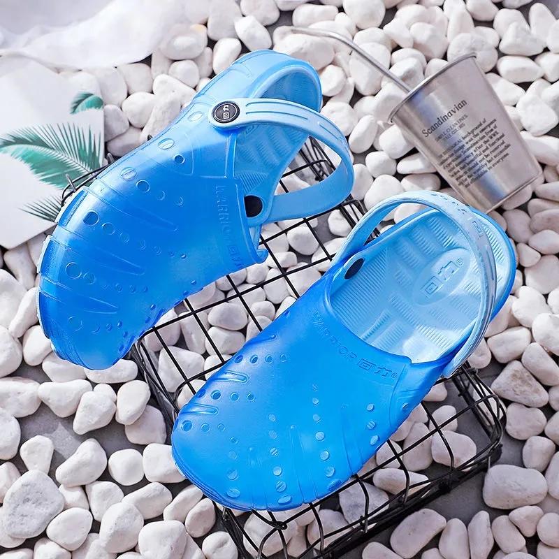Unisex Summer Sandals Slippers Dual Use Couples Breathable Hole Shoes Men's Slippers Baotou Beach Shoes Women's Sandals Non-slip Flat Sandals