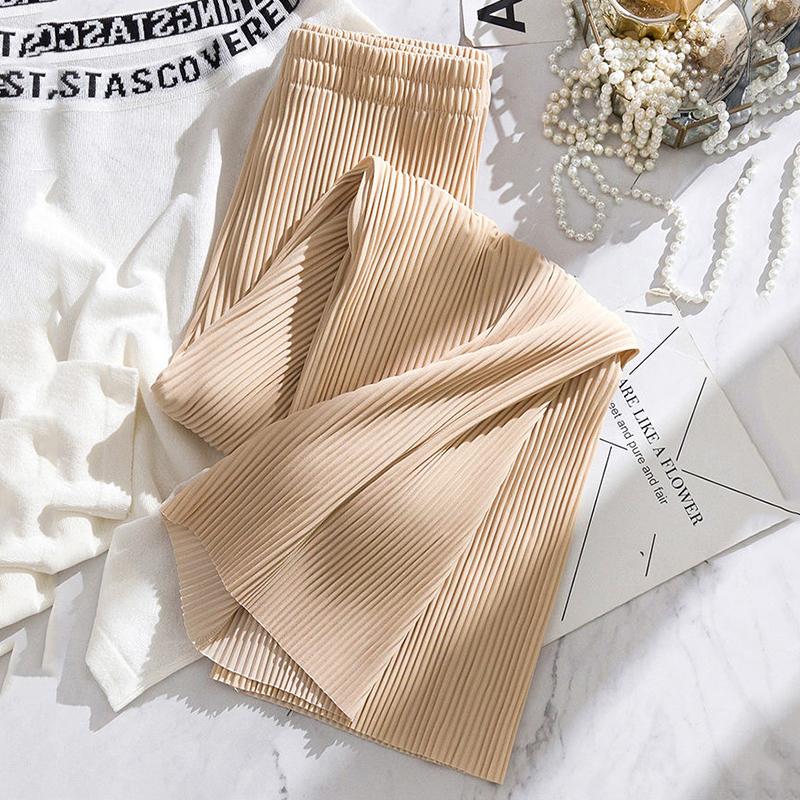 WTEMPO Wide Leg Straight Trousers Summer Cool Thin Pants Women Loose High Waist  Casual Cool Comfortable Home Go Out Party Office