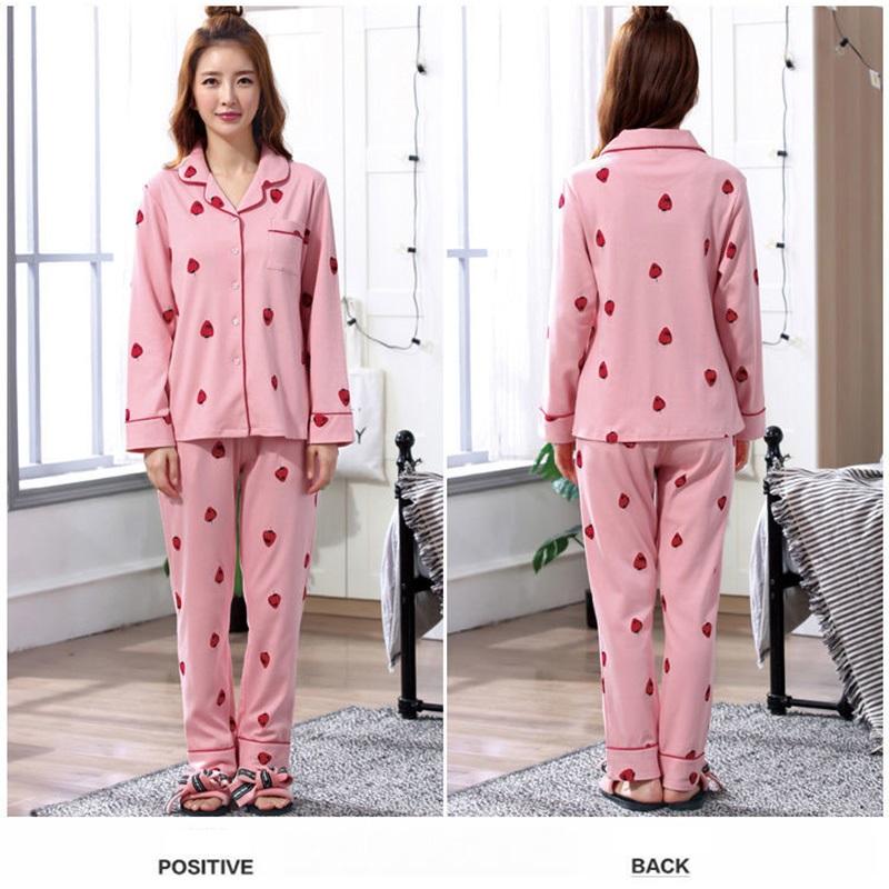 Women's Long Sleeves Pajamas Set Cute Printing Cardigan Spring Autumn Homewear Lapel Loose Comfortable Pyjamas Suits