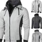 Zipper Men's Top Spring and Autumn Casual Fleece Coat Bomber Jacket Scarf Collar Fashion Hooded Men's Clothing Slim Hoodie