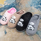 Winter Slippers Women Warm Cotton Shoes Panda Printed Funny Pink Girl Slippers Thick Fleece Men Plus Size Blue Slides Home Couples Slipper Non Slip