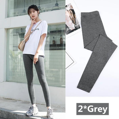 2 Pcs Women's Leggings Spring and Summer Outerrwear Elastic Slimming Cropped Trousers Modal Thin Women's Mid-waist Skinny Trousers Thin and All-match