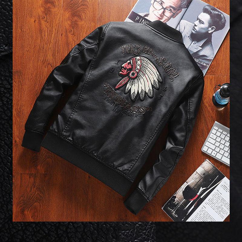 Winter Leather Men's Stand-up Collar Men's Jacket Winter Clothing Simulation Leather Jacket Men's Korean Style Trend Loose Plus Velvet Thickening