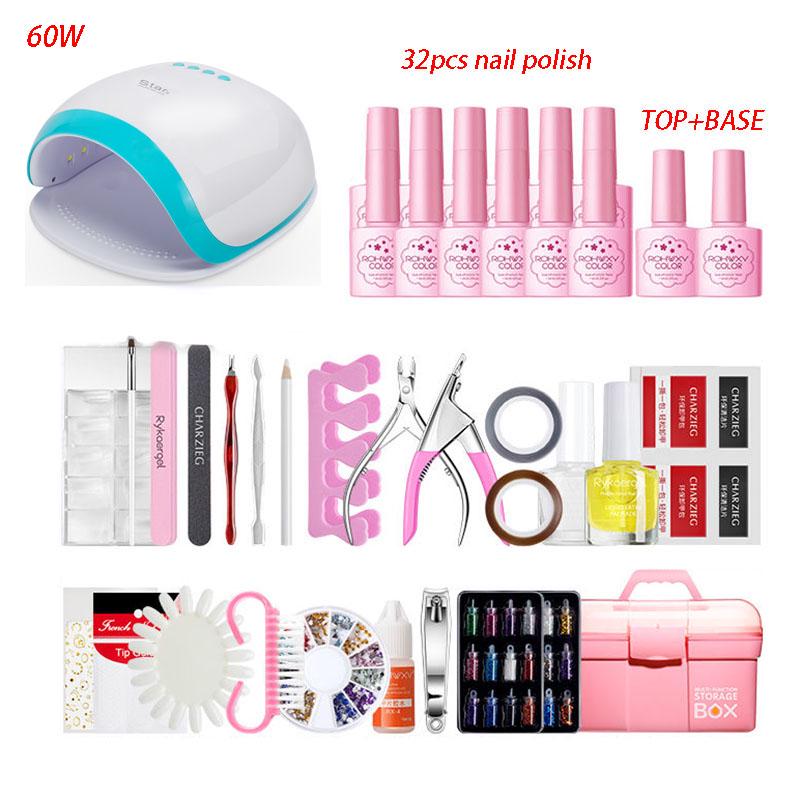 60W UV LED Lamp Dryer set Nail Gel Polish Kit Manicure Set Gel Nail Polish Nail art Tools Nail Set