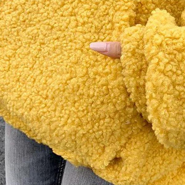 Autumn and Winter Lamb Wool Sweater Female Students Loose Long-sleeved Jacket Hooded Sweater Women