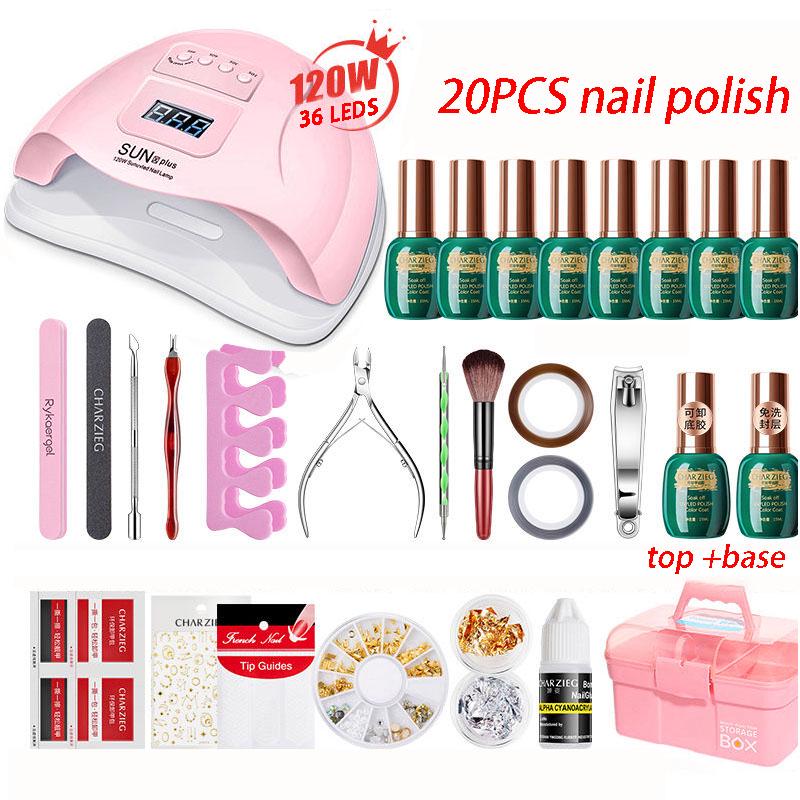 Nail Set 120W Led UV Nail Lamp nail dryer set Gel Nail Polish Kit Manicure Set nail art set