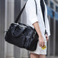 Short-distance Travel Bag Men Leather Black Waterproof Large-capacity Handbag Fitness Shoulder Bag