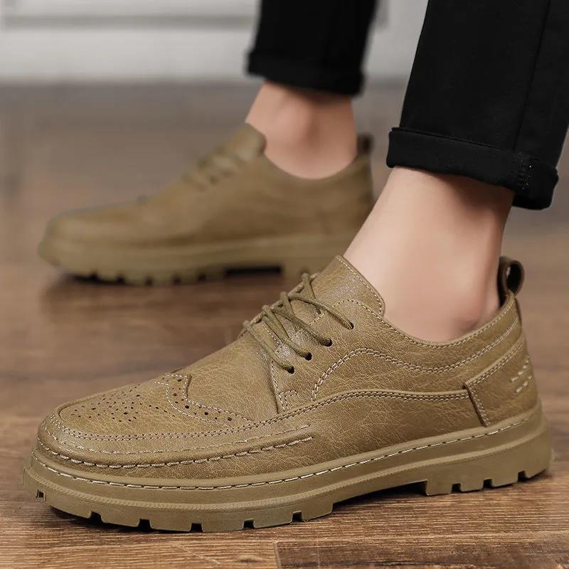 Summer Men's Business Casual Leather Shoes Non-slip Sole Brogue Shoes
