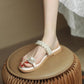 Sandals Women's Summer Flat Bottom All-match Pearl Rhinestone Sandals Fairy Style Beach Slippers Women's Outer Wear